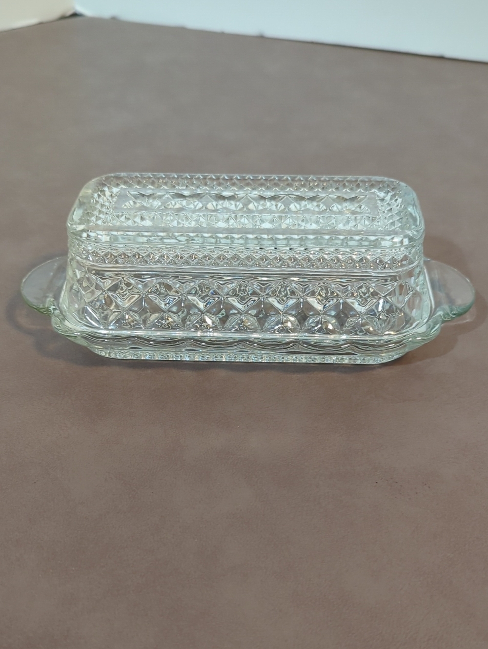 Vintage Anchor Hocking Wexford Clear Pressed Glass Covered Butter Dish